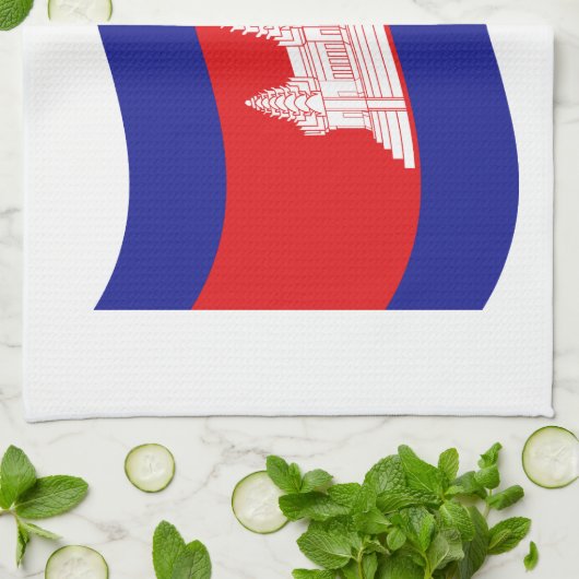 Angkor Wat Cambodian Flag Wave Theedoek (Gevouwen)