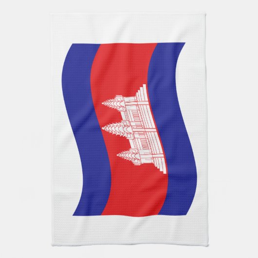 Angkor Wat Cambodian Flag Wave Theedoek (Verticaal)