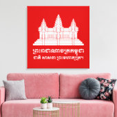 Angkor Wat Cambodian / Khmer Flag met Motto Canvas Afdruk (Insitu (Woonkamer))
