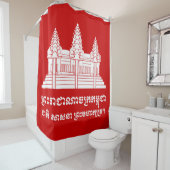 Angkor Wat Cambodian / Khmer Flag met Motto Douchegordijn (In situ)