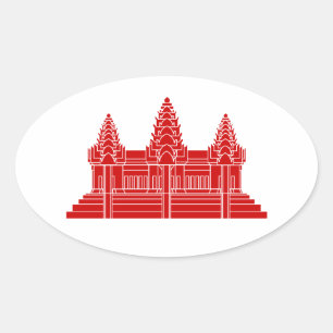 Angkor Wat Cambodian / Khmer Flag Ovale Sticker