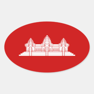 Angkor Wat Cambodian / Khmer Flag Ovale Sticker