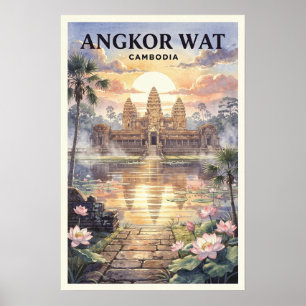Angkor Wat Cambodja Reis Vintage Poster