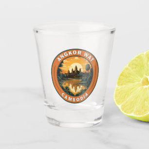 Angkor Wat Cambodja Travel Art Badge Shot Glas