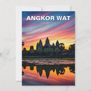 Angkor Wat Cambodja Zonsondergang Feestdagenkaart