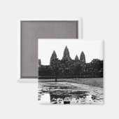 Angkor Wat Cambodja Zwart-wit magneet (Voorkant / Achterkant)