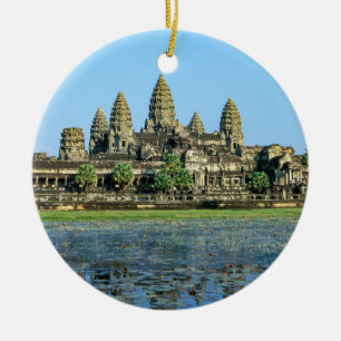 Angkor Wat en weerspiegeling in het meer - Cambodj Keramisch Ornament