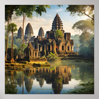 Angkor Wat, oude Khmer tempel Poster