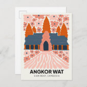 Angkor Wat Siem Reap Cambodja reizen bloemenkunst Briefkaart (Voorkant / Achterkant)