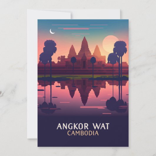 Angkor Wat Sunrise Cambodia Siem Reap Retro Kaart (Voorkant)