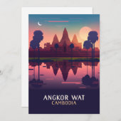 Angkor Wat Sunrise Cambodia Siem Reap Retro Kaart (Voorkant / Achterkant)