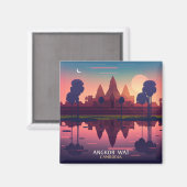 Angkor Wat Sunrise Cambodia Siem Reap Retro Magneet (Voorkant / Achterkant)