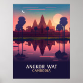 Angkor Wat Sunrise Cambodia Siem Reap Retro Poster (Voorkant)