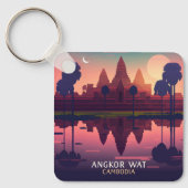 Angkor Wat Sunrise Cambodia Siem Reap Retro Sleutelhanger (Voorkant)