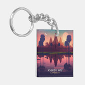 Angkor Wat Sunrise Cambodia Siem Reap Retro Sleutelhanger (Voorkant Links)