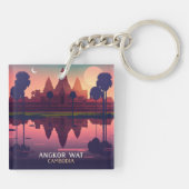 Angkor Wat Sunrise Cambodia Siem Reap Retro Sleutelhanger (Achterkant)