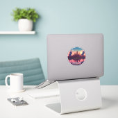 Angkor Wat Sunrise Cambodia Siem Reap Retro Sticker (Laptop op bureau)