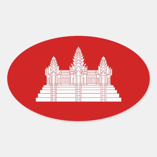 Angkor Wat Ver.2.0. Khmer Temple Ovale Sticker (Voorkant)