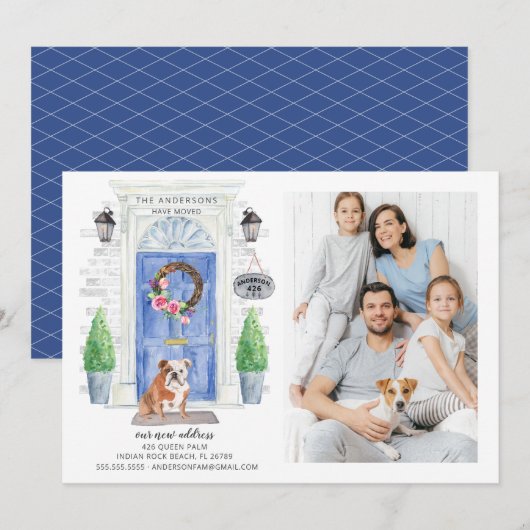 Anglais Bulldog Door Photo Moving Faire-part (Devant / Derrière)