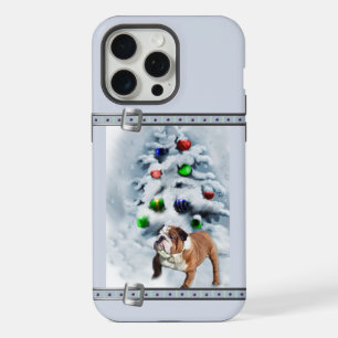 Anglais Bulldog mignon Bleu Noël
