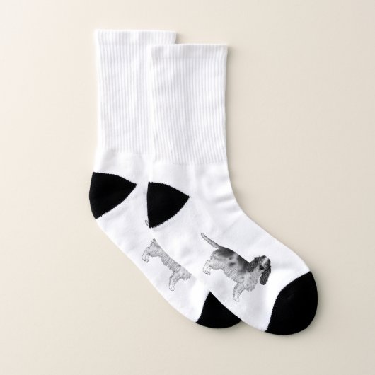 Anglais Cocker Spaniel Design En Noir Et Blanc (Paire)