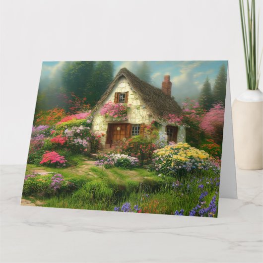 ANGLAIS COTTAGE BLANC GREETING CARTE (Devant)