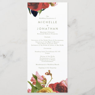 Anglais Garden Programme de mariage Vintage Rose