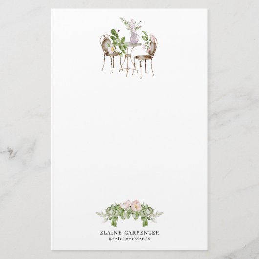 anglais jardin élégant monogramme papeterie (Devant)