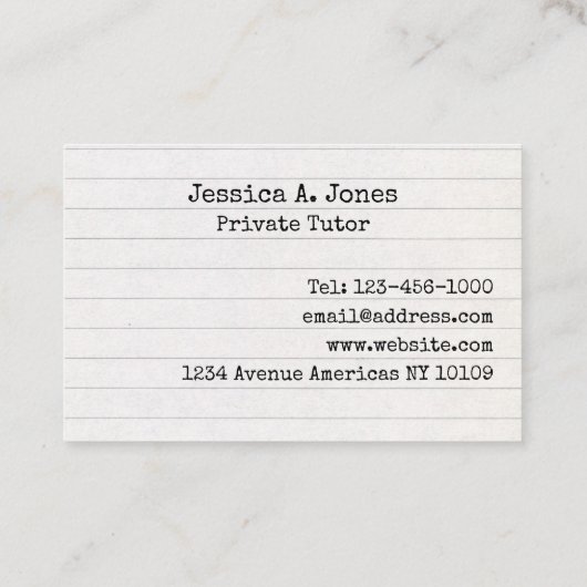 Anglais/Math Tutor carte de visite (Dos)