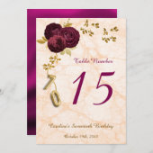 Anglais Rose 70e anniversaire Numéro de table (Devant / Derrière)