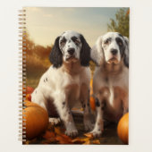 Anglais Setter Puppy Automne Citrouille de plaisir (Devant)