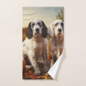 Anglais Setter Puppy Automne Citrouille de plaisir (Serviette à main)