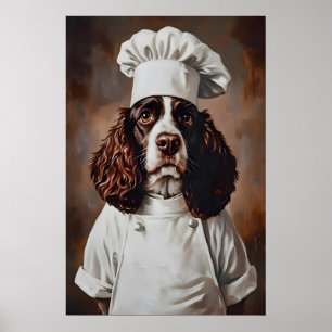 Anglais Springer Spaniel en chapeau de chef Poster