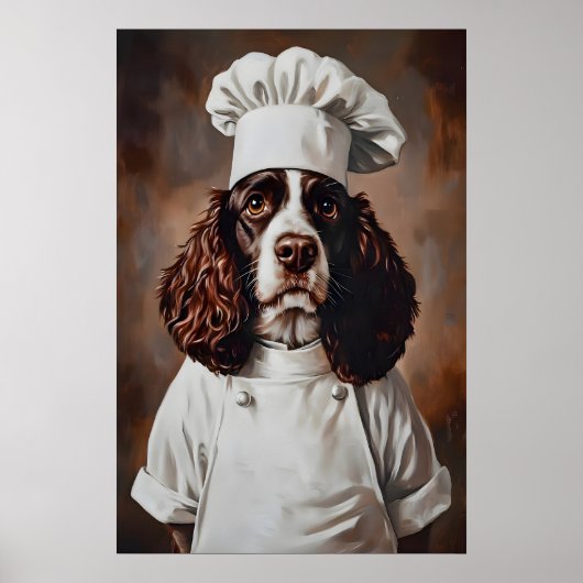 Anglais Springer Spaniel en chapeau de chef Poster (Devant)