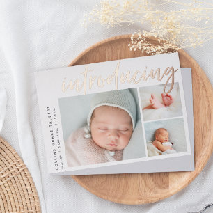 Angle moderne Trois Faire-part de naissance phot