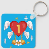 Angle Number One Heart Long Blonde Hair Princess Sleutelhanger (Achterkant)