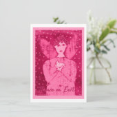 Angle primitif rose avec carte de vacances de la c (Debout devant)