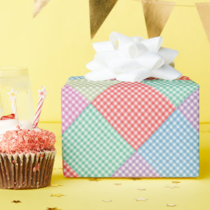 Angled Gingham Patchwork Cadeaupapier