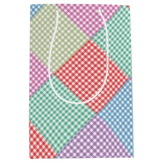 Angled Gingham Patchwork Medium Cadeauzakje (Voorkant)
