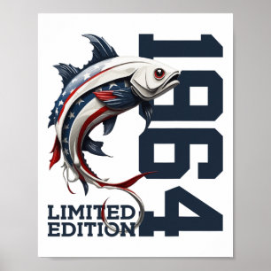 Angler 61e verjaardag vissen Limited Edition 1964 Poster