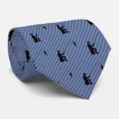 Angler met vis - lichte grijs op blauwe streep stropdas (Opgerold)