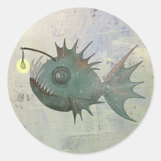 Anglerfisch Ronde Sticker (Voorkant)