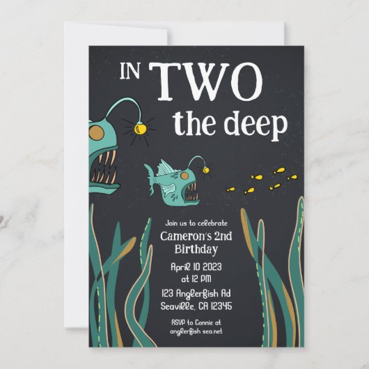 Anglerfish Deep Zee Ocean Tweede Verjaardag Kaart (Voorkant)
