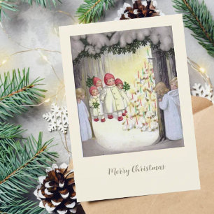 Angles de carte de Noël allemand vintage en forêt