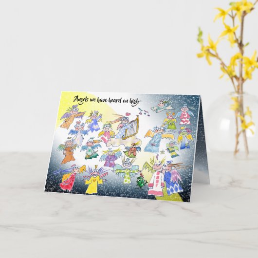 Angles sur carte de vacances élevée (Fleur jaune)