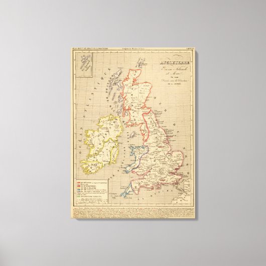 Angleterre, Ecosse, Irlande et Man en 1100 Canvas Afdruk (Voorkant)