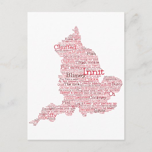 Angleterre Slang British Word Art Carte (Devant)