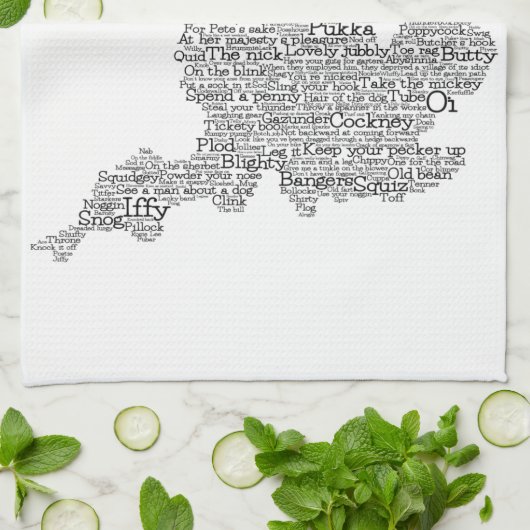 Angleterre Slang British Word Art Map Serviette de (Plié)