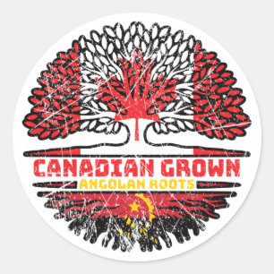 Angola Angolan Canadian Canada Tree Roots Flag Ronde Sticker