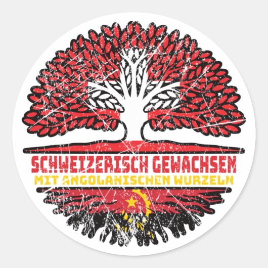 Angola Angolanisch Schweizer Schweiz Baum Wurzel Ronde Sticker (Voorkant)